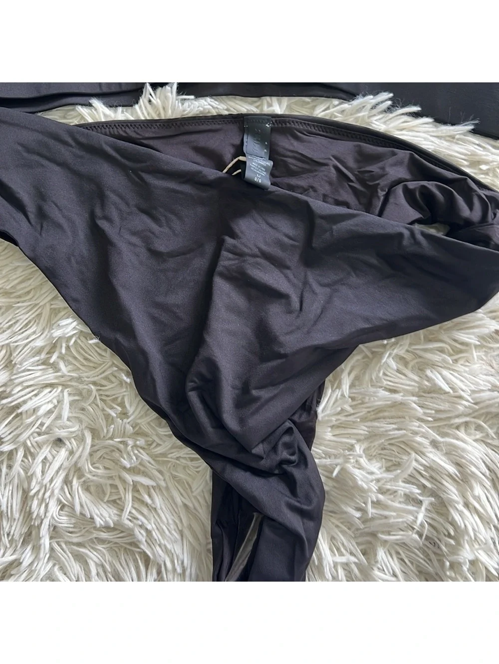 SKIMS SWIM PLUNGE BIKINI TOP AND MID WAIST BOTTOM IN ONYX